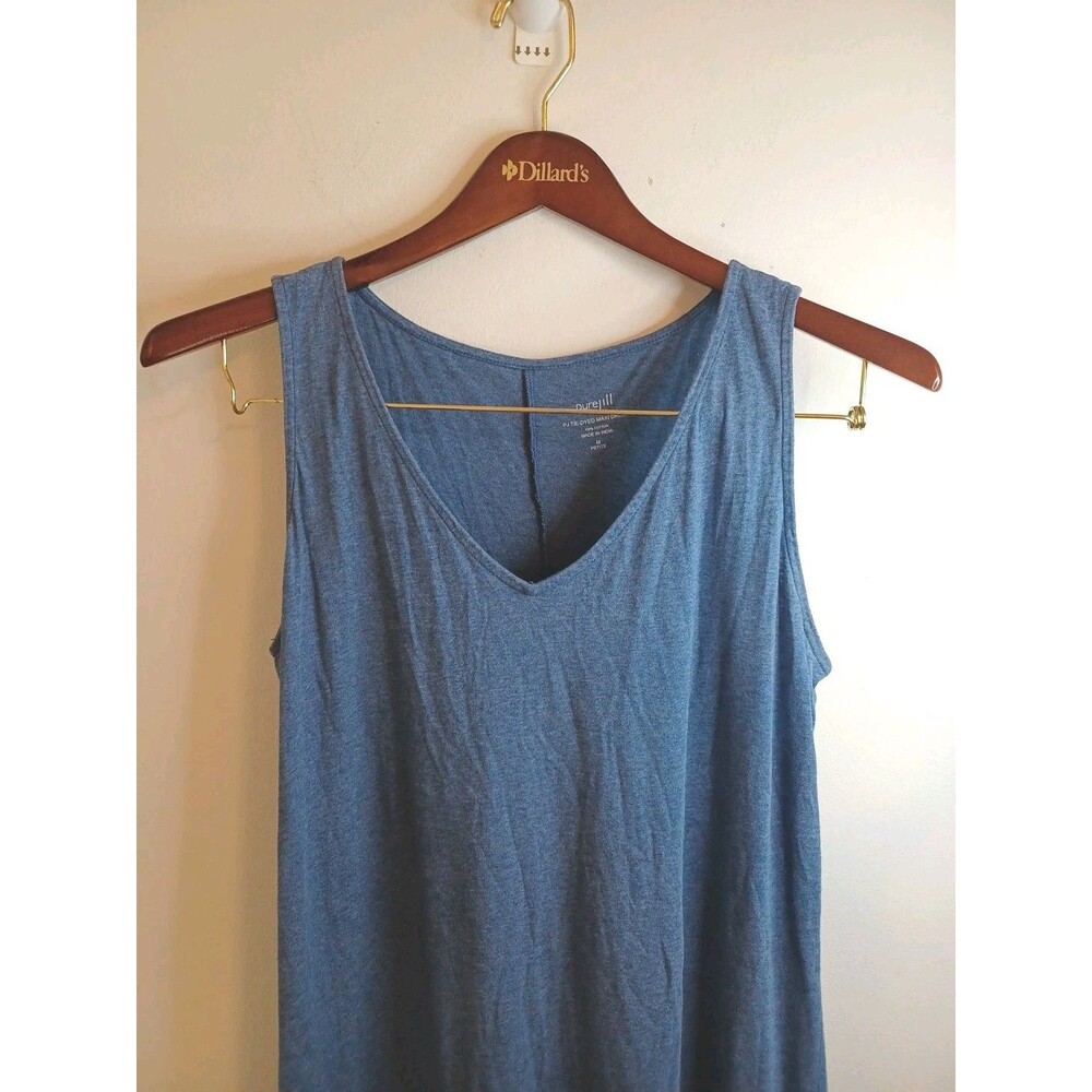 Pure J. Jill Tie Dyed Maxi Dress M Petite Blue Sleeveless Pullover Tank V Neck - Picture 4 of 9